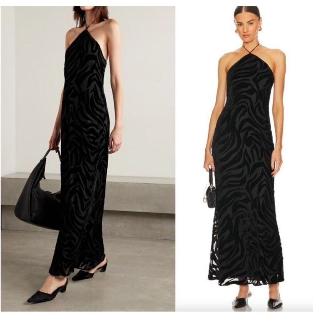 Leanne devoré velvet halterneck maxi dress XS